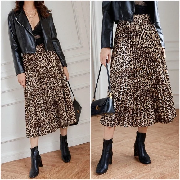 BellanBlue Black and Leopard Print Midi Skirt - Picture 2 of 3